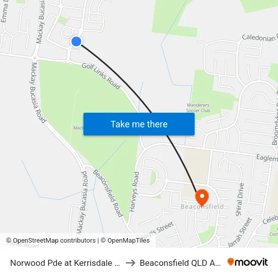 Norwood Pde at Kerrisdale Crescent to Beaconsfield QLD Australia map