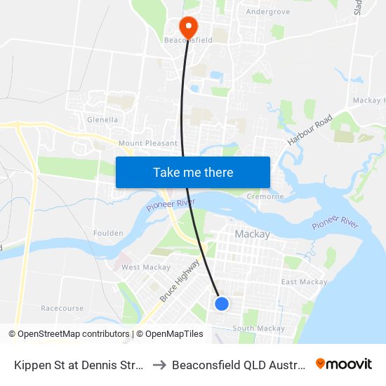 Kippen St at Dennis Street to Beaconsfield QLD Australia map