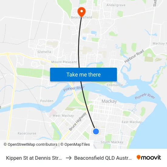 Kippen St at Dennis Street to Beaconsfield QLD Australia map