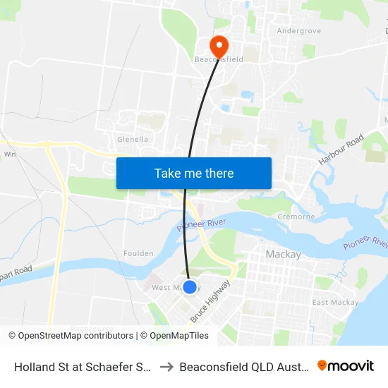 Holland St at Schaefer Street to Beaconsfield QLD Australia map