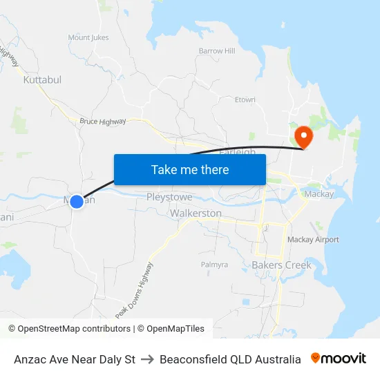 Anzac Ave Near Daly St to Beaconsfield QLD Australia map