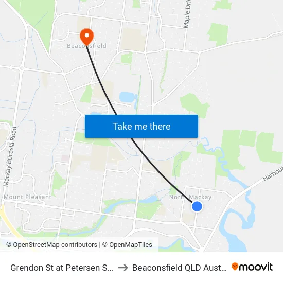 Grendon St at Petersen Street to Beaconsfield QLD Australia map