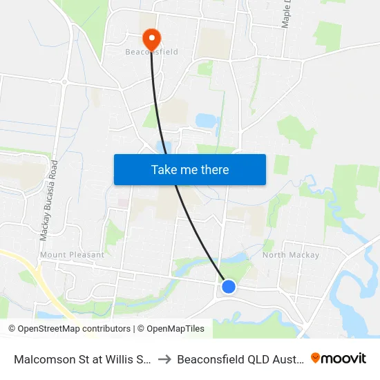 Malcomson St at Willis Street to Beaconsfield QLD Australia map