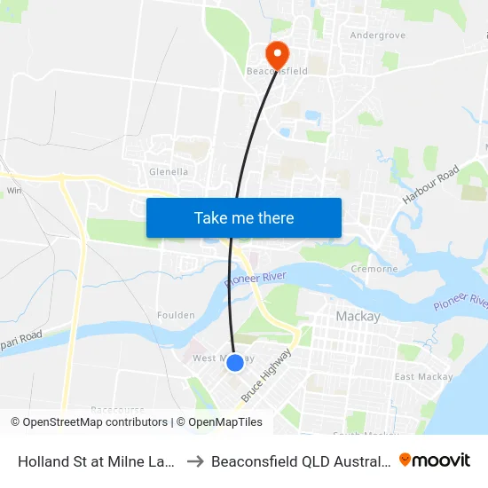 Holland St at Milne Lane to Beaconsfield QLD Australia map