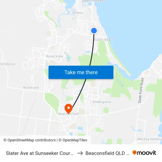 Slater Ave at Sunseeker Court Hail 'N' Ride to Beaconsfield QLD Australia map