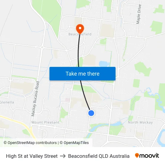 High St at Valley Street to Beaconsfield QLD Australia map