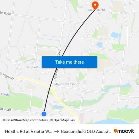 Heaths Rd at Valetta Way to Beaconsfield QLD Australia map