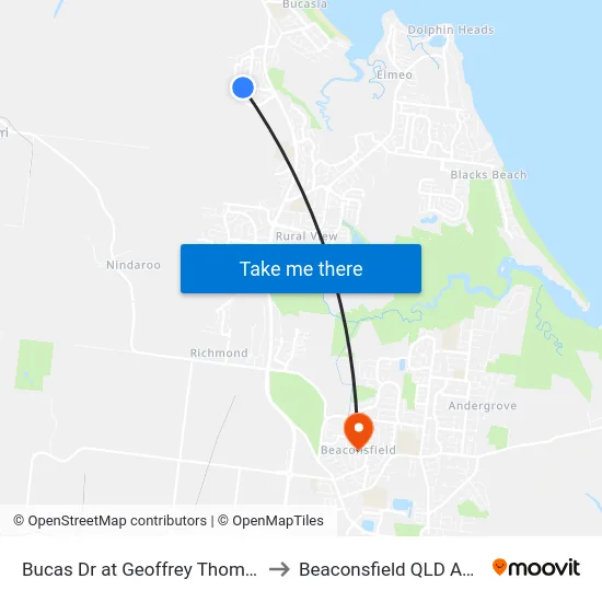 Bucas Dr at Geoffrey Thomas Drive to Beaconsfield QLD Australia map
