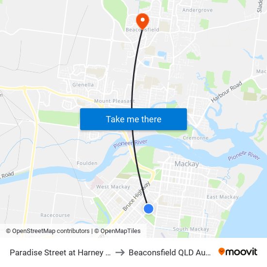 Paradise Street at Harney Street to Beaconsfield QLD Australia map