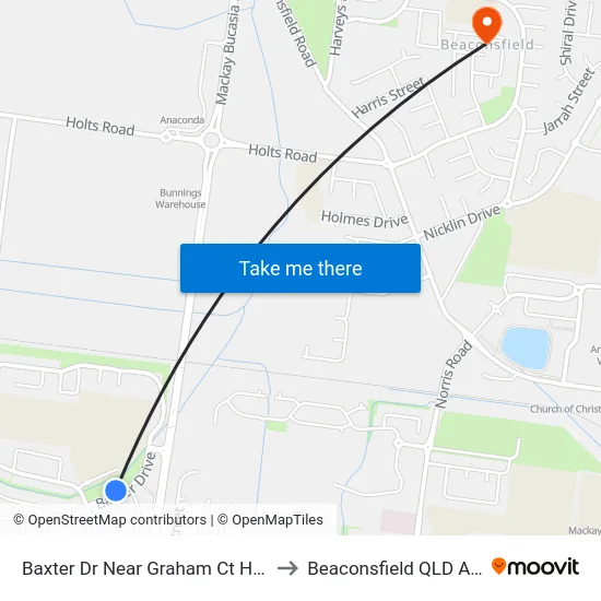 Baxter Dr Near Graham Ct Hail 'N' Ride to Beaconsfield QLD Australia map