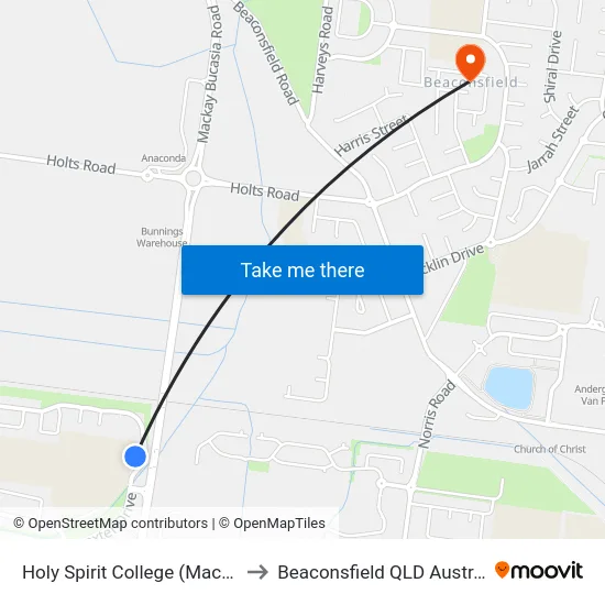Holy Spirit College (Mackay) to Beaconsfield QLD Australia map