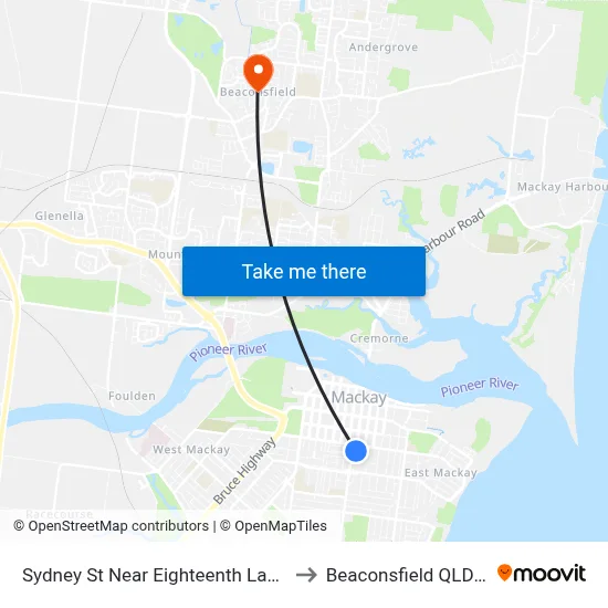 Sydney St Near Eighteenth Lane Hail 'N' Ride to Beaconsfield QLD Australia map