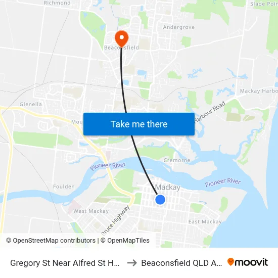 Gregory St Near Alfred St Hail 'N' Ride to Beaconsfield QLD Australia map