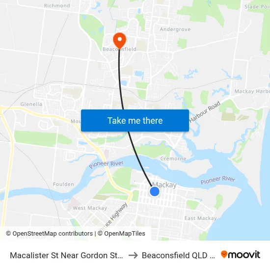 Macalister St Near Gordon St Hail 'N' Ride to Beaconsfield QLD Australia map