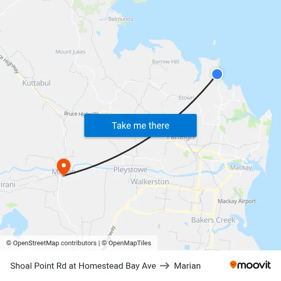 Shoal Point Rd at Homestead Bay Ave to Marian map