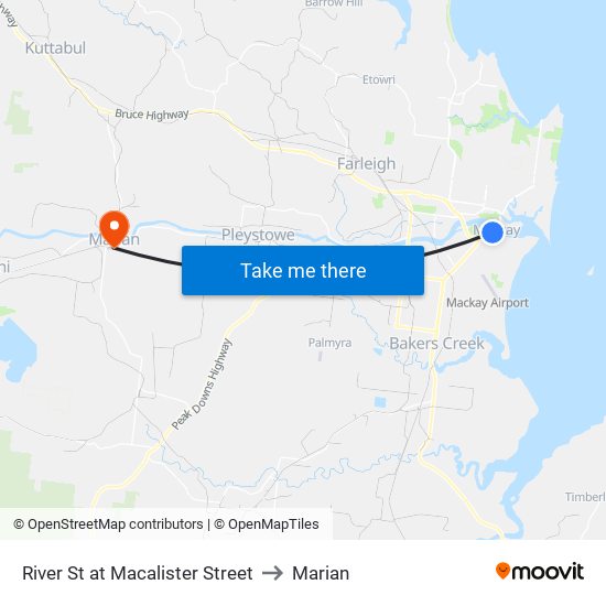 River St at Macalister Street to Marian map