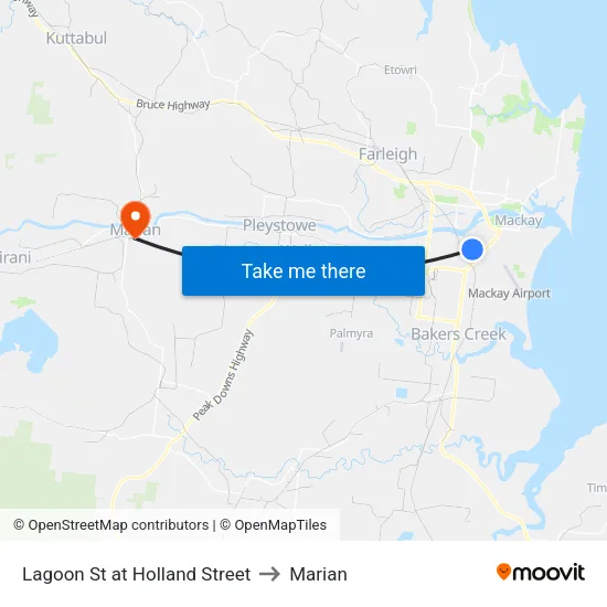 Lagoon St at Holland Street to Marian map