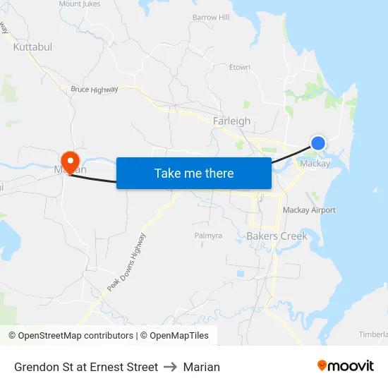 Grendon St at Ernest Street to Marian map