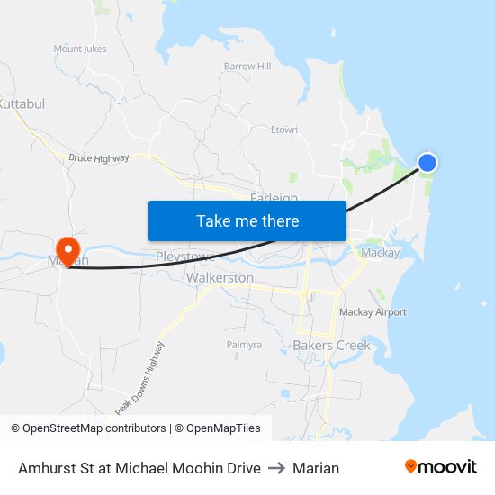 Amhurst St at Michael Moohin Drive to Marian map