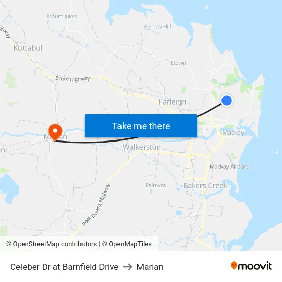 Celeber Dr at Barnfield Drive to Marian map