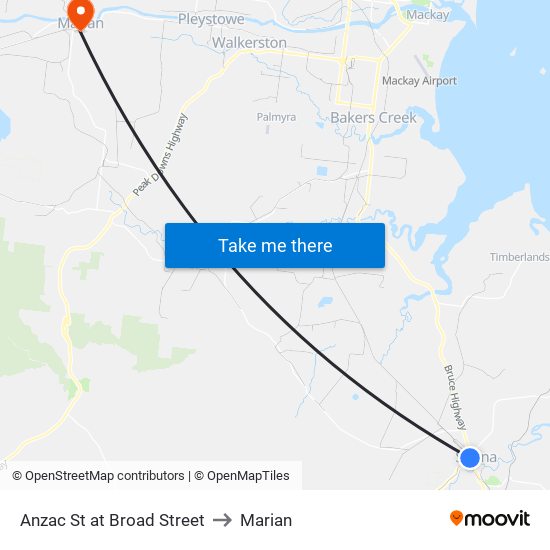 Anzac St at Broad Street to Marian map