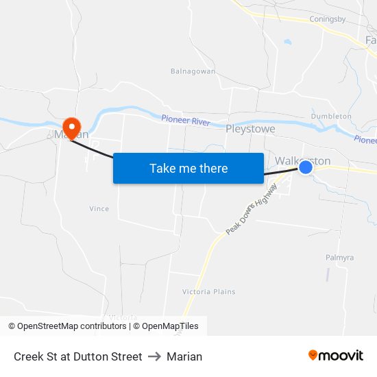 Creek St at Dutton Street to Marian map