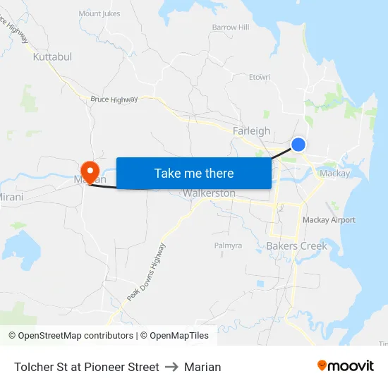 Tolcher St at Pioneer Street to Marian map