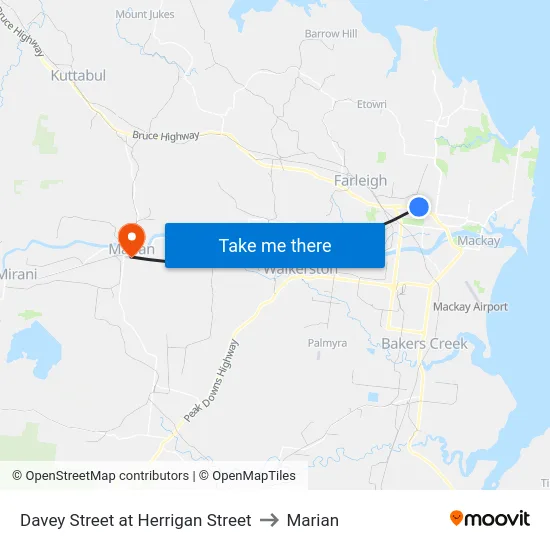 Davey Street at Herrigan Street to Marian map