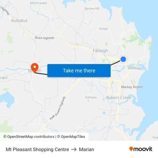 Mt Pleasant Shopping Centre to Marian map