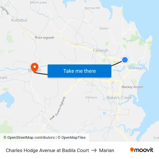 Charles Hodge Avenue at Badila Court to Marian map