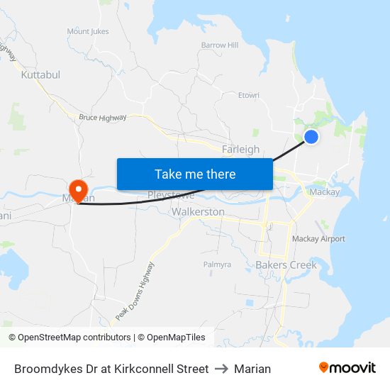 Broomdykes Dr at Kirkconnell Street to Marian map