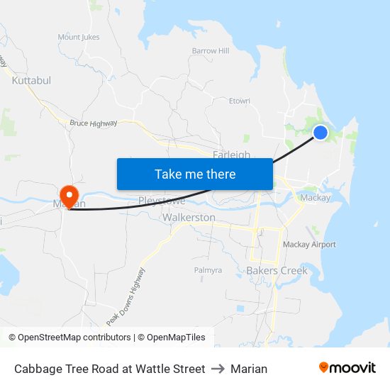 Cabbage Tree Road at Wattle Street to Marian map