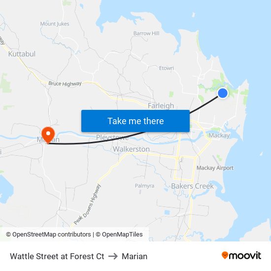 Wattle Street at Forest Ct to Marian map