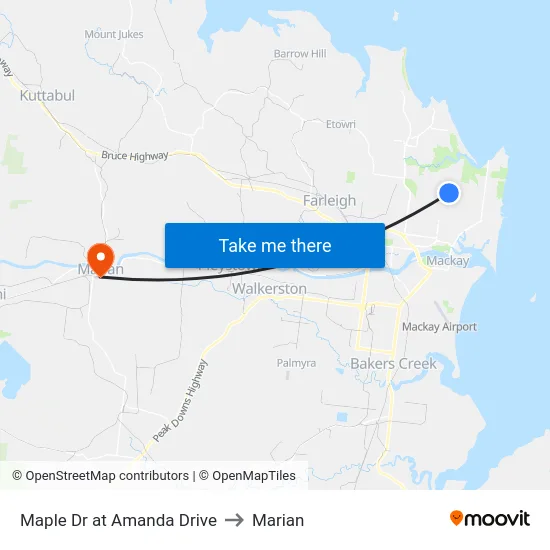 Maple Dr at Amanda Drive to Marian map