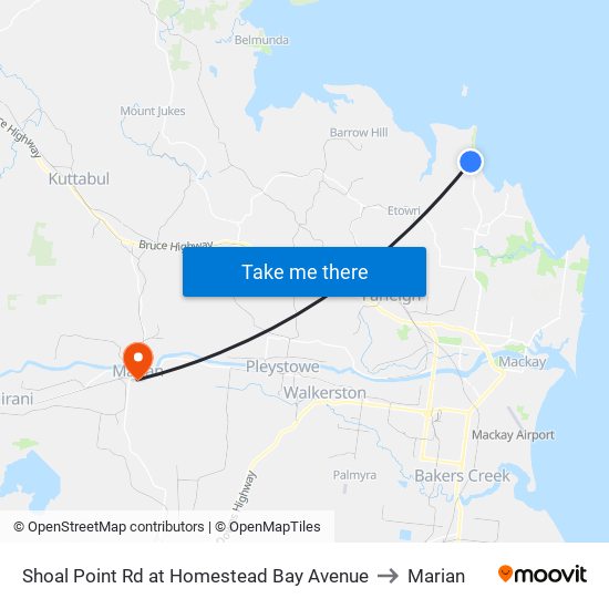 Shoal Point Rd at Homestead Bay Avenue to Marian map