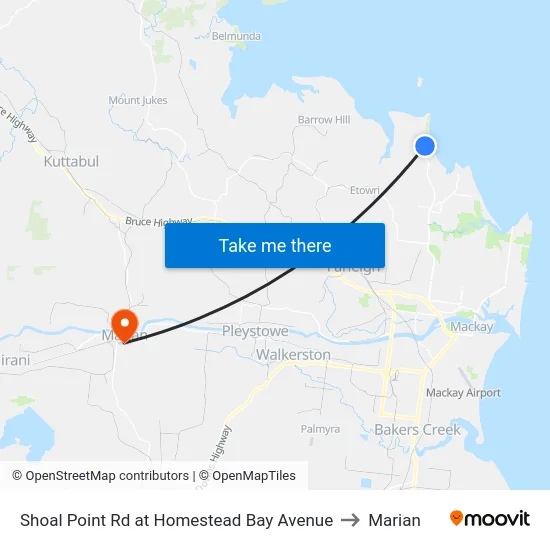 Shoal Point Rd at Homestead Bay Avenue to Marian map