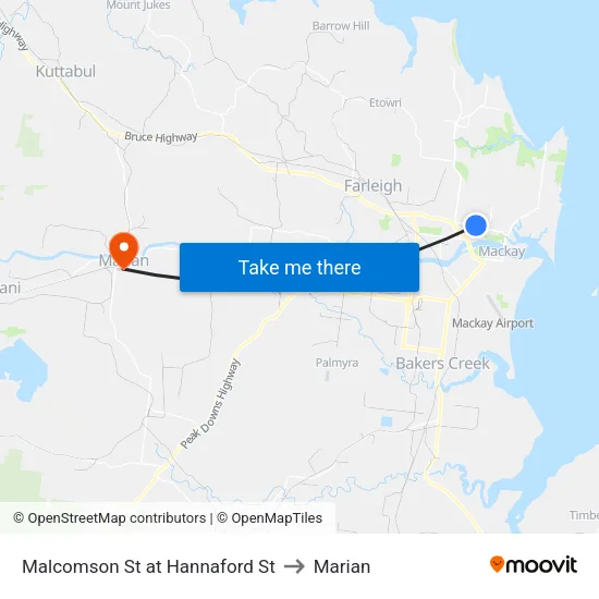Malcomson St at Hannaford St to Marian map