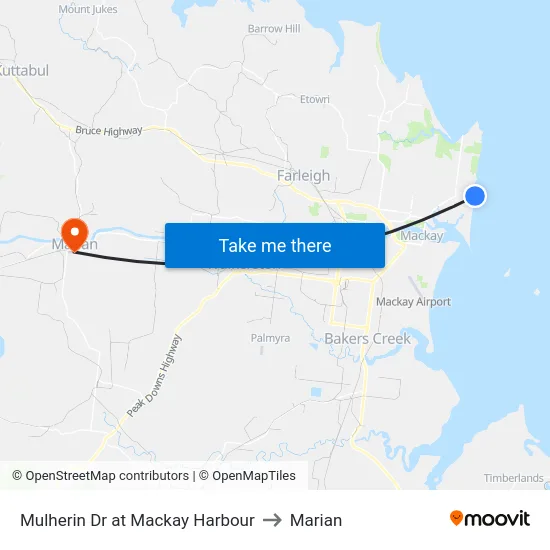 Mulherin Dr at Mackay Harbour to Marian map