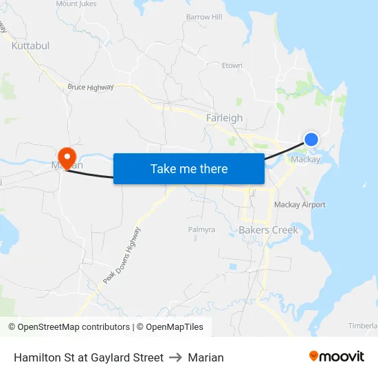Hamilton St at Gaylard Street to Marian map