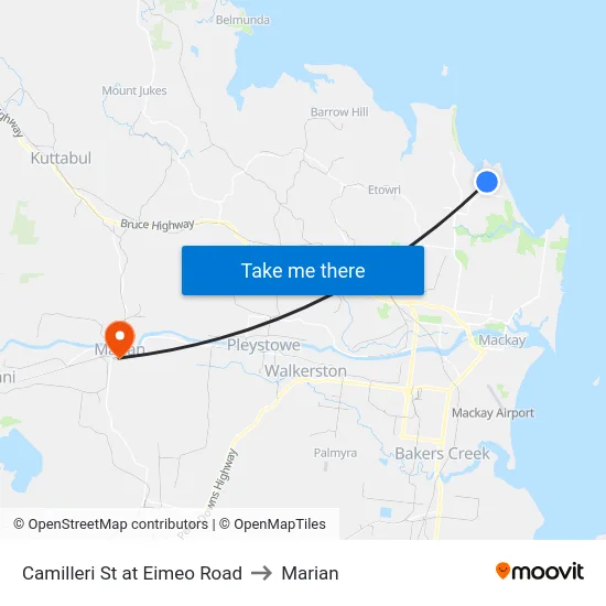 Camilleri St at Eimeo Road to Marian map