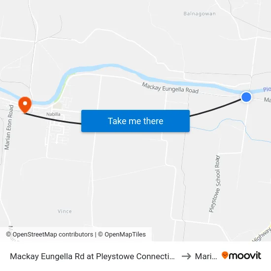 Mackay Eungella Rd at Pleystowe Connection Road to Marian map
