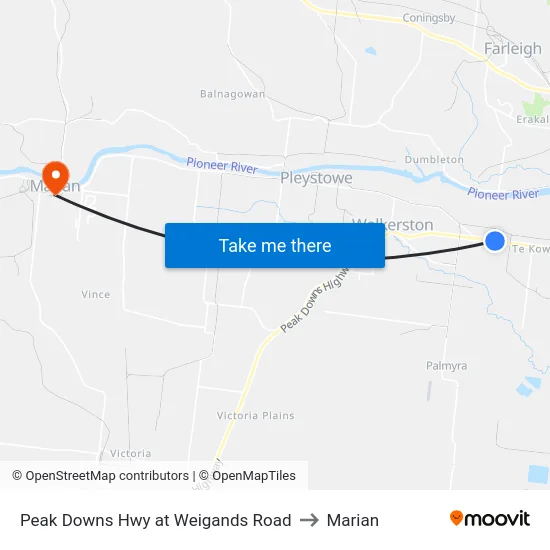 Peak Downs Hwy at Weigands Road to Marian map