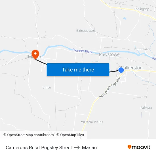 Camerons Rd at Pugsley Street to Marian map