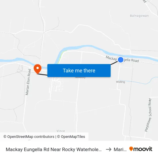 Mackay Eungella Rd Near Rocky Waterholes Rd Hnr to Marian map
