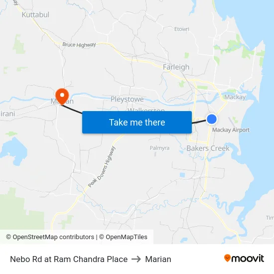 Nebo Rd at Ram Chandra Place to Marian map
