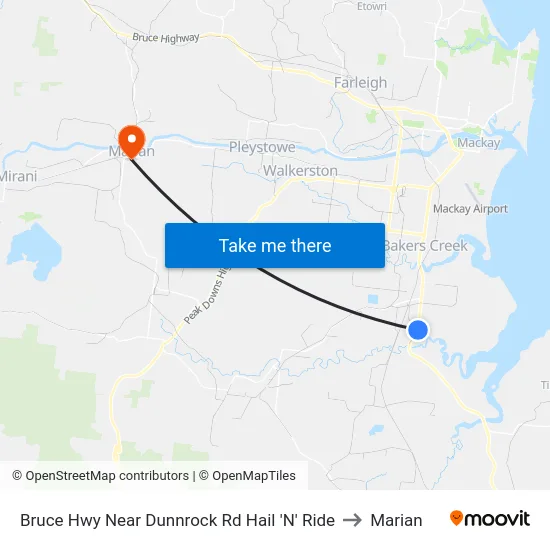 Bruce Hwy Near Dunnrock Rd Hail 'N' Ride to Marian map