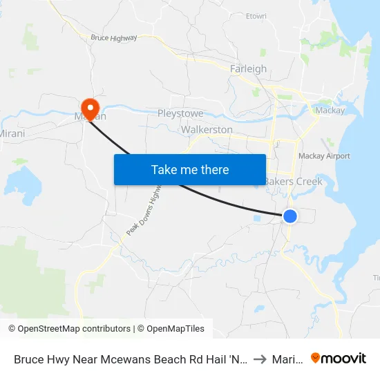 Bruce Hwy Near Mcewans Beach Rd Hail 'N' Ride to Marian map