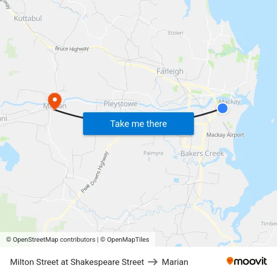 Milton Street at Shakespeare Street to Marian map