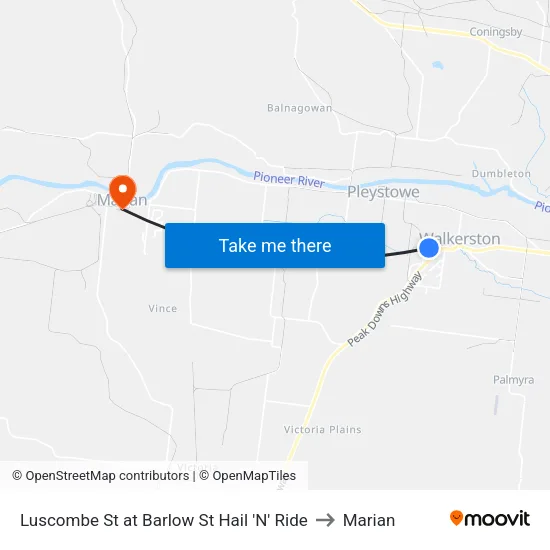 Luscombe St at Barlow St Hail 'N' Ride to Marian map