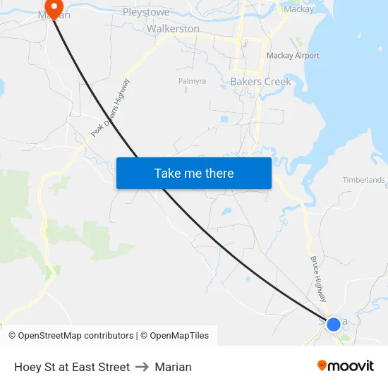Hoey St at East Street to Marian map